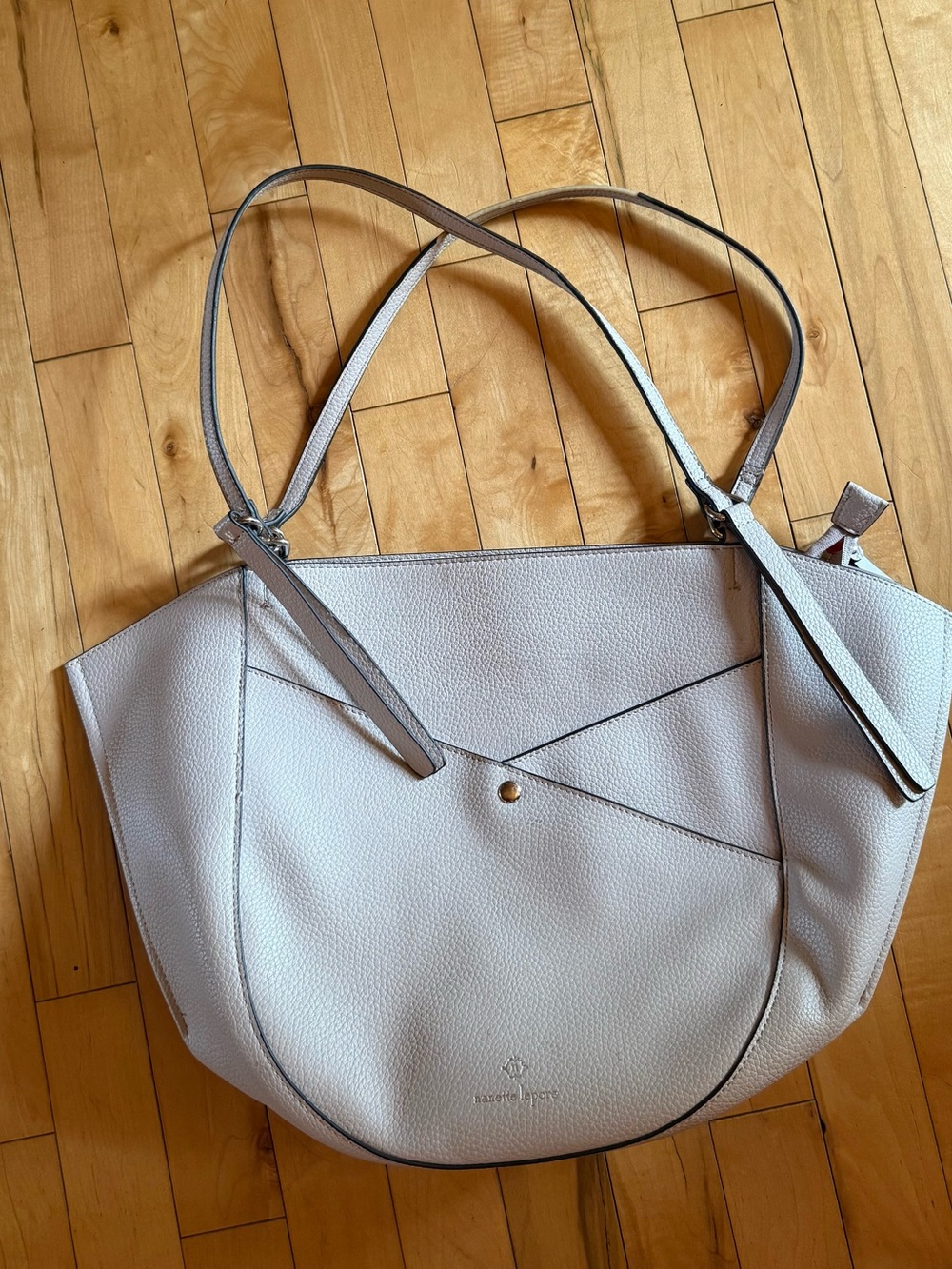 Nanette Lepore Light Gray Pebbled Leather Tote